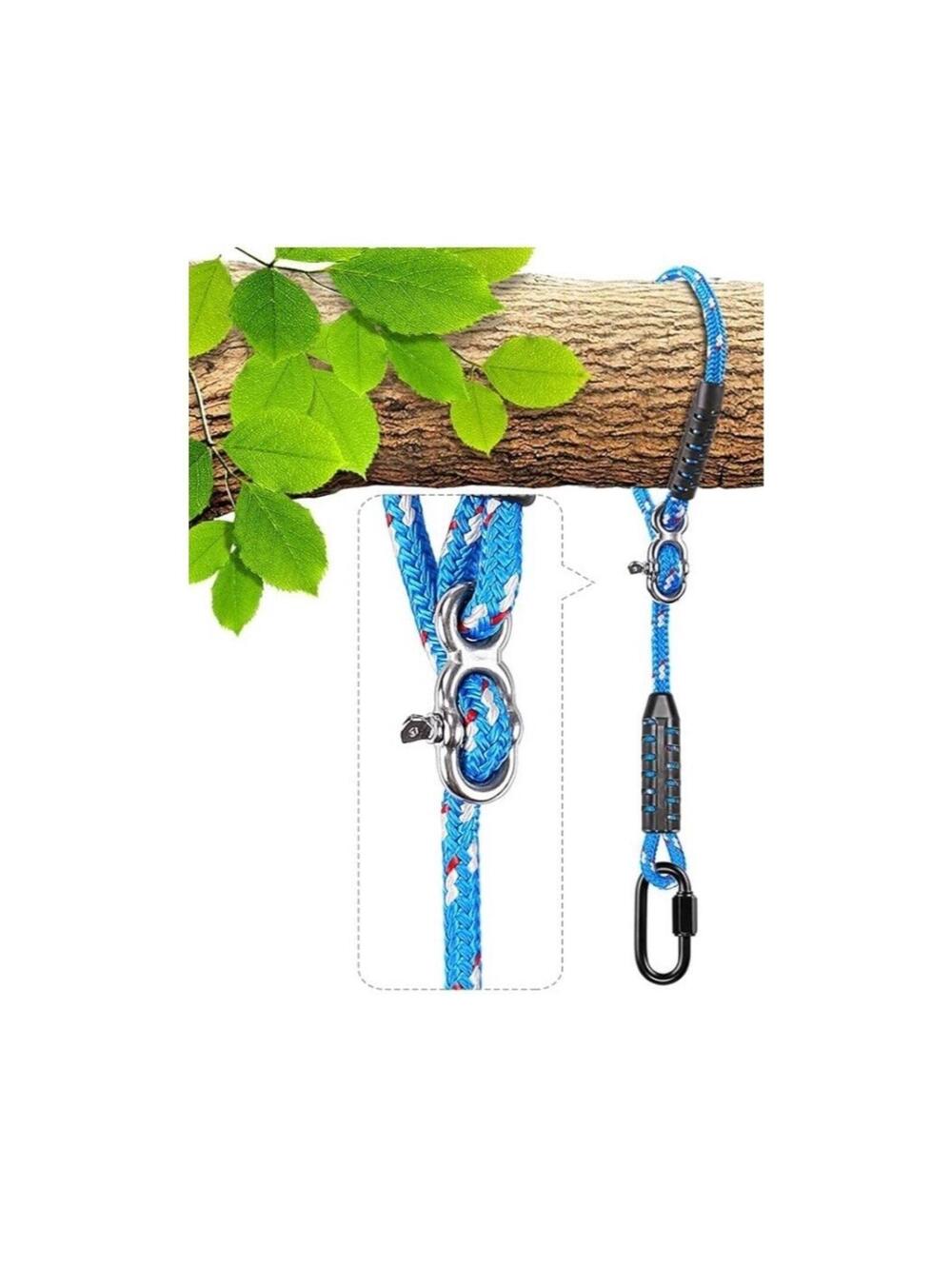 Tree Swing Ropes Hanging Outdoor Hammock Straps Blue Adjustable for Playgrounds